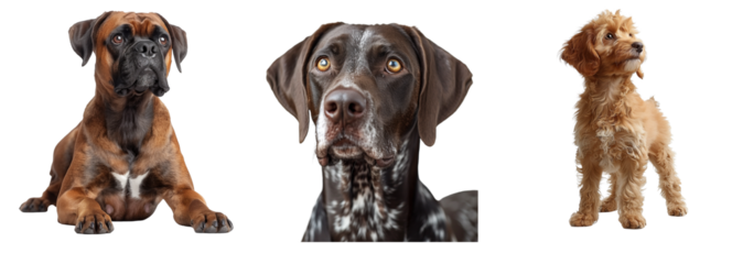 Set of Dogs Isolated on Transparent Background. PNG