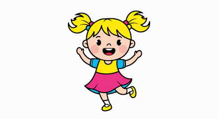 Cheerful cartoon girl illustration