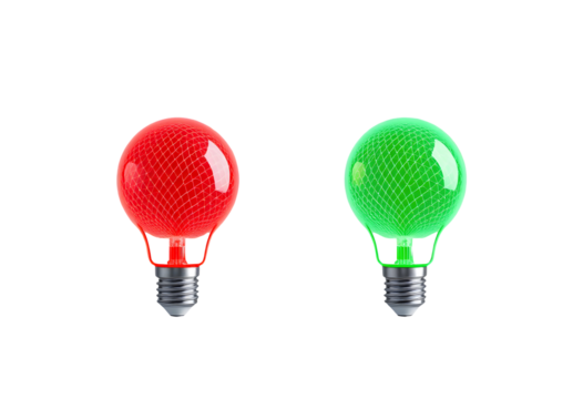 Red and Green Bulb Hot Air Balloons with 3D Wireframe