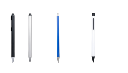 Assortment of Pens on Transparent Background