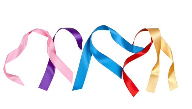 Colorful ribbons isolated on transparent background