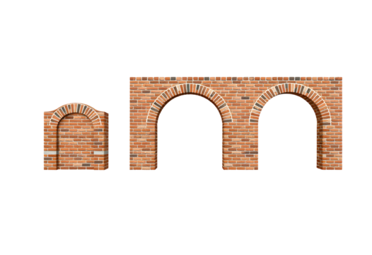 Brick Archway Structures Architectural Elements on Transparent Background