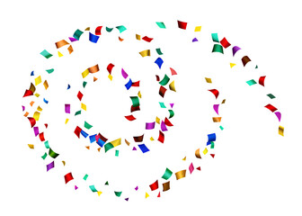 Colorful confetti spiral celebration isolated on a transparent background party festive