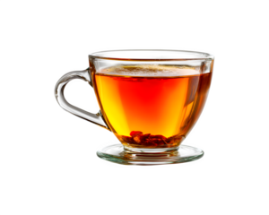A steaming glass filled with warm tea