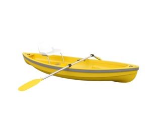 Yellow Rowboat with Oars and Seat