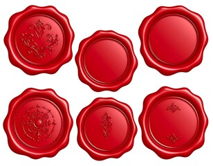 Red Wax Seals, Various Designs, Collection