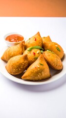 Fried pastries on plate, table setting
