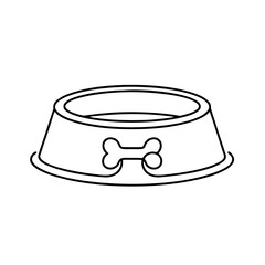 Minimalist Dog Bowl Logo in Monoline Outline Style