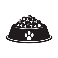 Dog Bowl Silhouette Logo With Food Kibble Shapes Inside