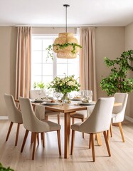 Dining room with natural tones