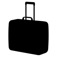 Black Silhouette Suitcase with Extended Handle Vector Illustration