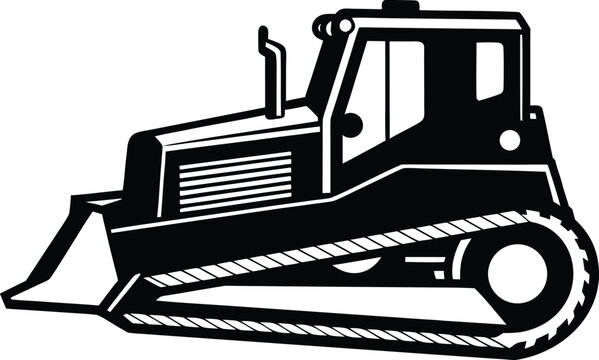 black bulldozer construction vehicle clip art preview
