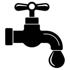 Water Tap Icon Vector on White Background: Clean Plumbing and Utility Symbol