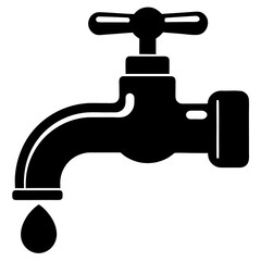 Water Tap Icon Vector on White Background: Clean Plumbing and Utility Symbol