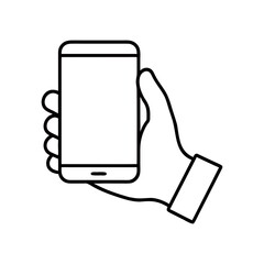 Hand Holding Smartphone with Blank Screen Minimalist Vector Illustration for Mobile Technology and Communication Purposes Ideal for App and Web Design