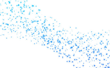 Waving trail of sparkling blue stars. Isolated magic dust stream PNG clip art on a transparent background for a winter theme, fantasy effect, or technology graphic.