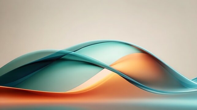 Abstract teal orange fluid swirling background, elegant modern neutral backdrop with product display space for social media banner and brand advertising