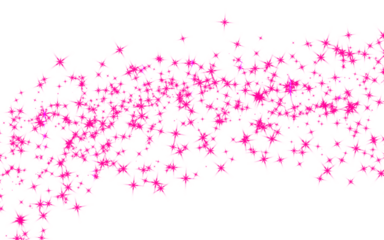 Waving trail of sparkling pink stars. Isolated magic fairy dust PNG clip art on a transparent background for a girly design, party invitation, or cosmetic ad.
