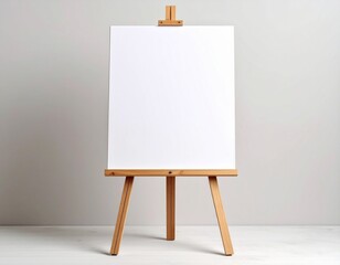 Blank White Canvas on Wooden Easel Mockup for Art and Design