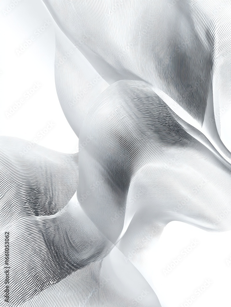 Poster abstract white wavy lines flowing on transparent background creating a sense of elegance and movemen