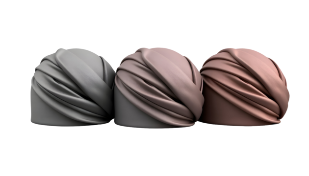 Three Stylish Fabric Head Wraps in Different Colors
