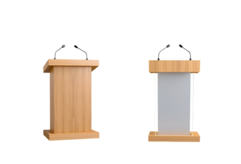 Wooden Presentation Podiums with Microphones