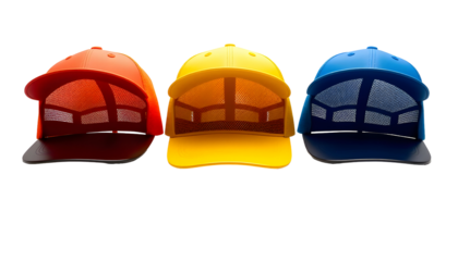 Colorful Baseball Caps in 3D Rendering
