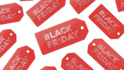 Red black friday sale tags for holiday shopping season deals