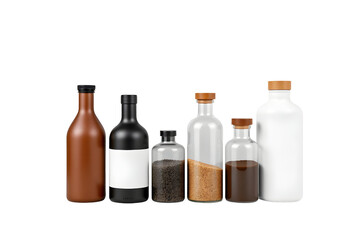 Assorted Bottles Liquids and Contents Transparent Background