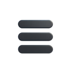 Obraz premium 3d icon of black hamburger menu icon with three horizontal lines isolated on transparent background