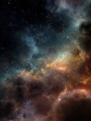 Obraz premium colorful cosmic clouds illuminated by stars in deep space during a majestic celestial event