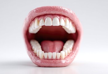 Naklejka premium Open mouth, showing teeth and tongue. Healthy, full set of teeth