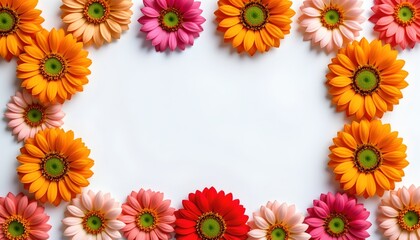 Fototapeta premium Bright Colorful Floral Border with Daisies and Sunflowers