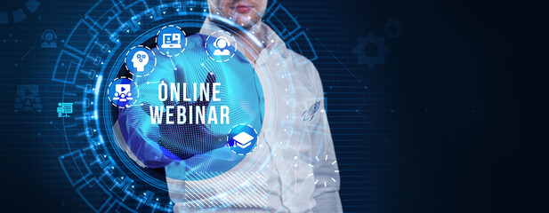 Business, Technology, Internet and network concept. Webinar e-learning. Training concept.