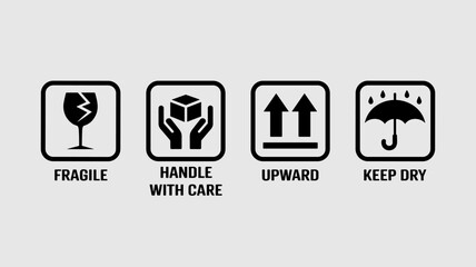 Shipping and Packaging Symbols for Fragile and Handling