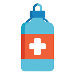 Obraz premium First Aid Kit Bottle with Cross Symbol Medical and Healthcare Vector Illustration