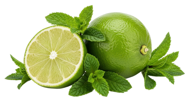 Isolated Lime with Mint
