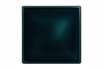 Teal-colored screen with soft rounded edges, floating on transparent surface for showcasing digital content