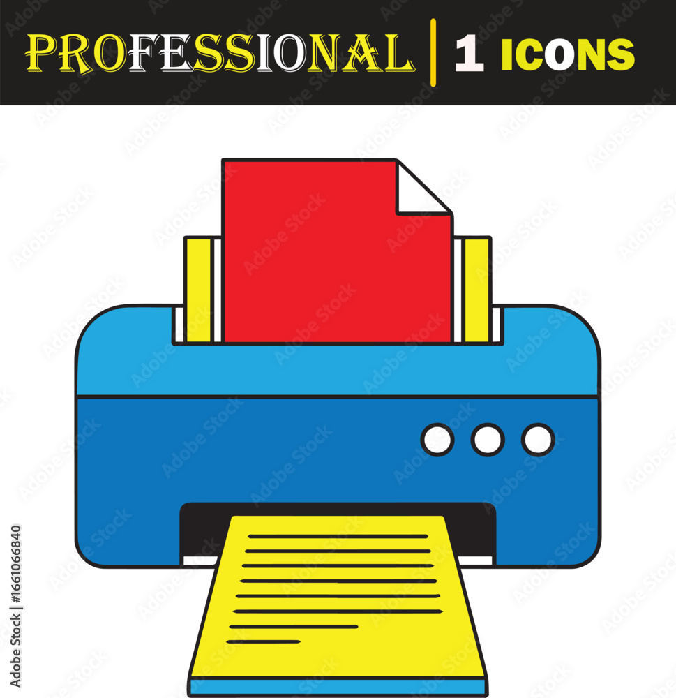 Poster vector art of printer icon vector illustration for office document printing with simple flat design 