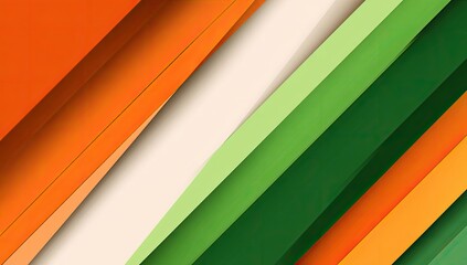 Fototapeta premium Abstract diagonal stripes in orange, green, and cream colors