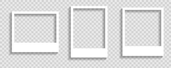 Realistic polaroid empty photo frame mock up with shadow Vector illustration