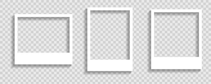 Realistic polaroid empty photo frame mock up with shadow Vector illustration