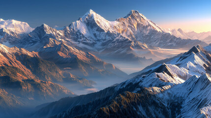 Fototapeta premium Majestic Snow-Capped Mountain Range