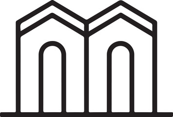 Fototapeta premium Modern twin buildings geometric outline architectural icon simple design