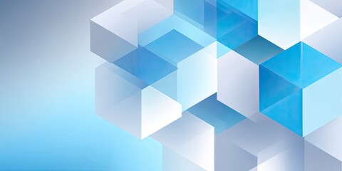 Abstract geometric pattern of overlapping cubes in light blue and white