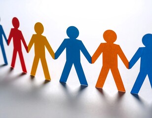 Paper chain people holding hands, unity