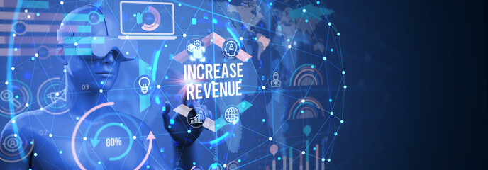 Increase revenue concept. Business, Technology, Internet and network concept. 3d illustration