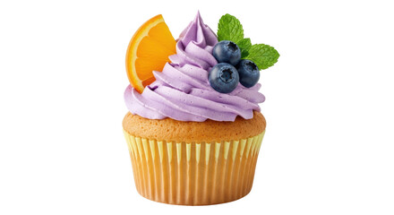 Isolated Cupcake with Blueberry and Orange