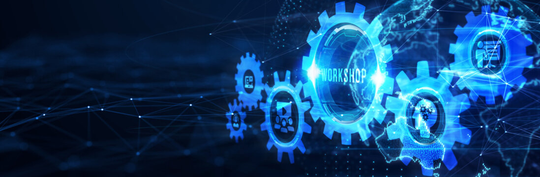 Business, Technology, Internet and network concept. Webinar e-learning. Training concept. 3d illustration