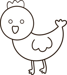 Cartoon of a chick standing in a line drawing.